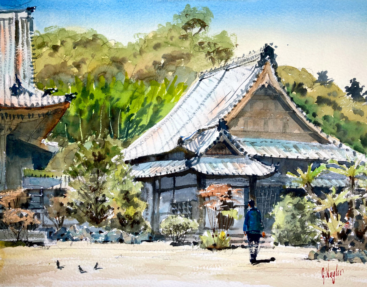 私の昔の自転車の冒険からの日本の神社の絵