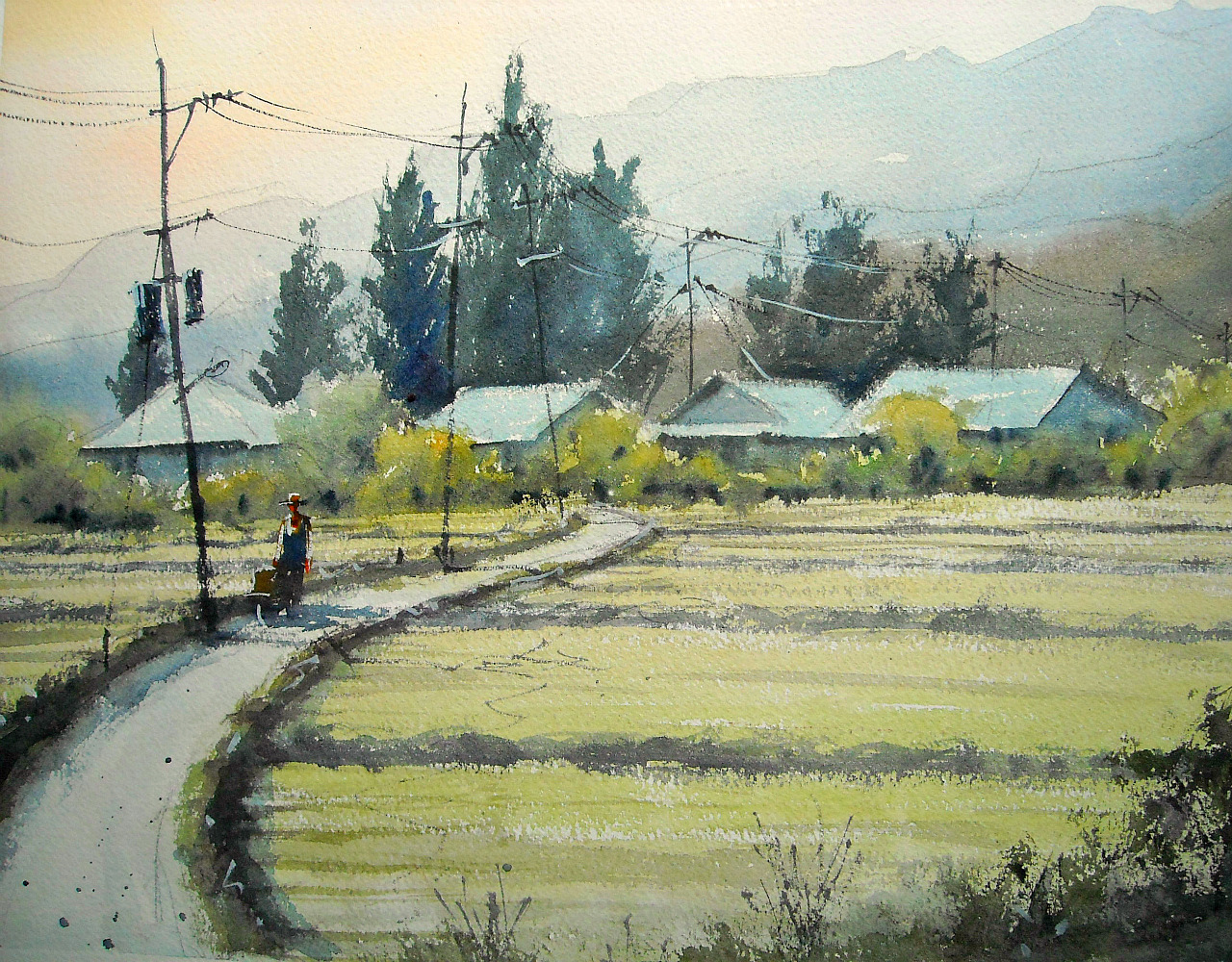 庄内と呼ばれるの美しい日本の村の絵