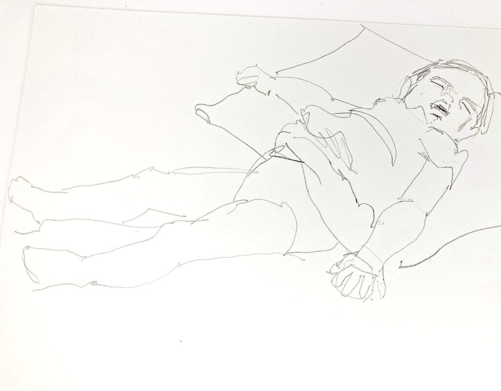 寝ている非常に幼い子供の鉛筆画
