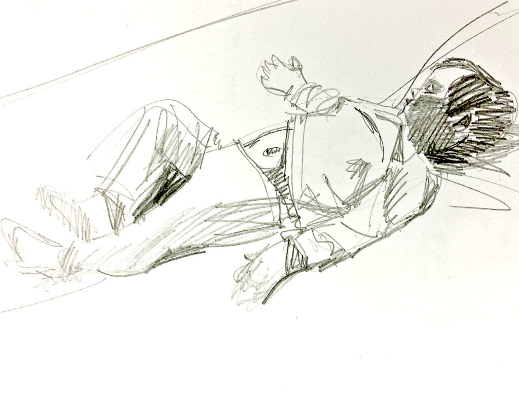 寝ている非常に幼い子供の鉛筆画