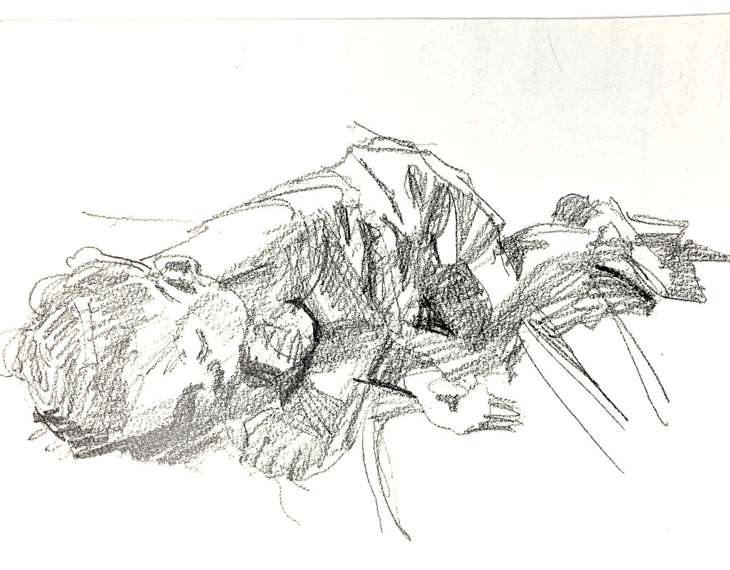 寝ている非常に幼い子供の鉛筆画